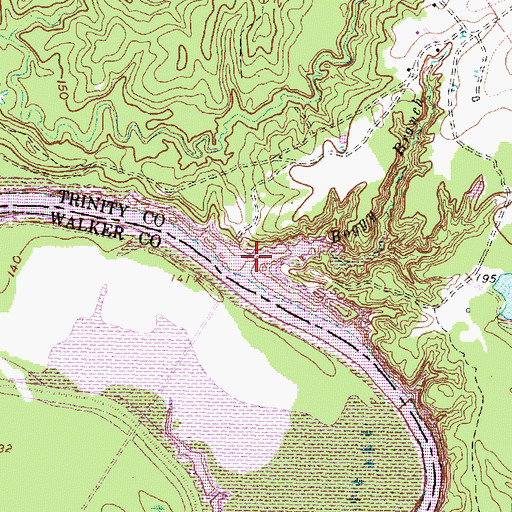 Topographic Map of Baggy Branch, TX
