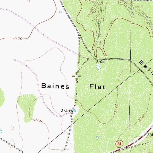 Topographic Map of Baines Flat, TX