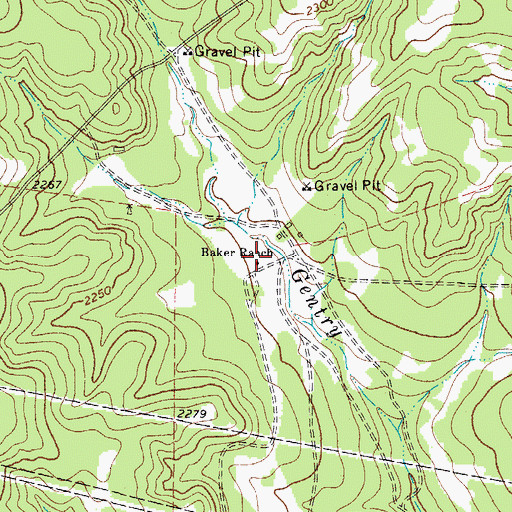 Topographic Map of Baker Ranch, TX