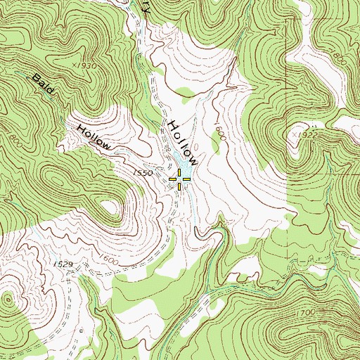 Topographic Map of Bald Hollow, TX