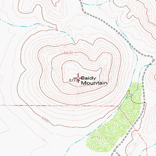 Topographic Map of Baldy Mountain, TX
