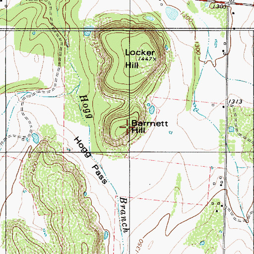 Topographic Map of Barnett Hill, TX