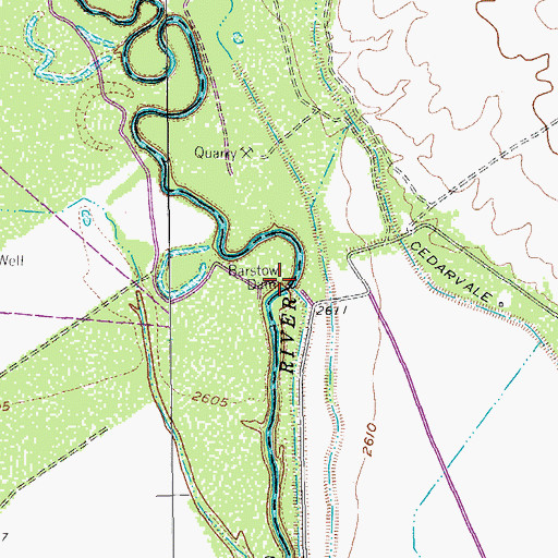 Topographic Map of Barstow Dam, TX