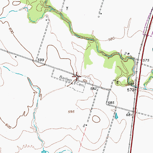 Topographic Map of Bartlett Cemetery, TX