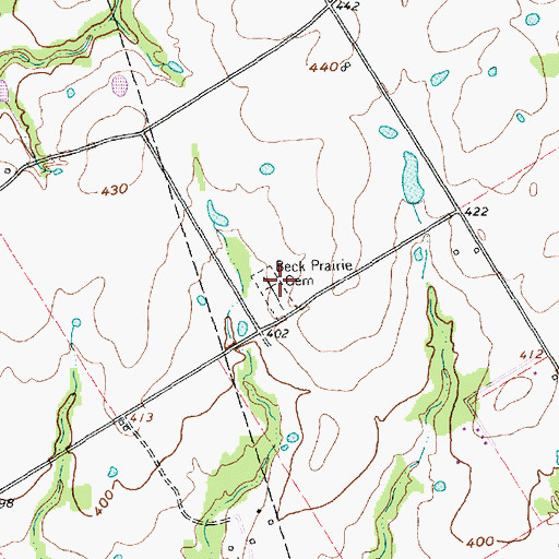 Topographic Map of Beck Prairie Cemetery, TX
