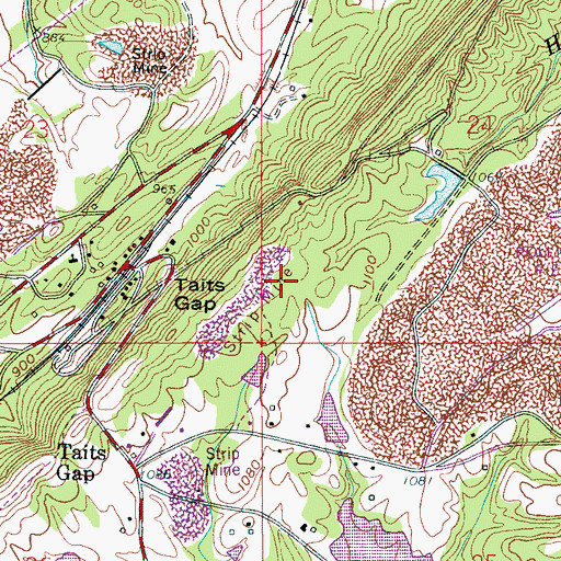 Topographic Map of Taits Gap Drift Mine, AL