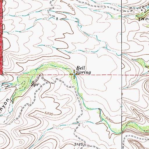 Topographic Map of Bell Spring, TX