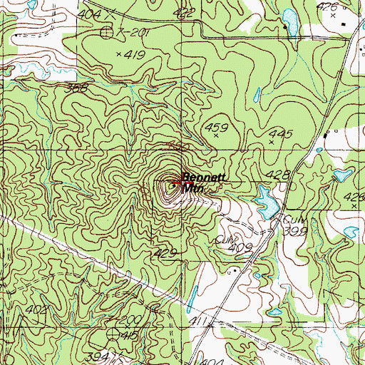 Topographic Map of Bennett Mountain, TX