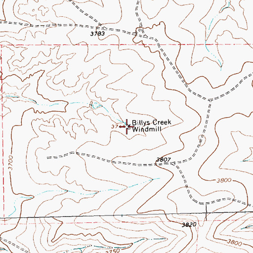 Topographic Map of Billys Creek Windmill, TX