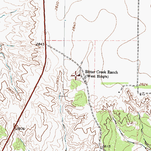 Topographic Map of Bitter Creek Ranch, TX