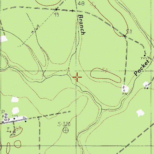 Topographic Map of Bivens Branch, TX