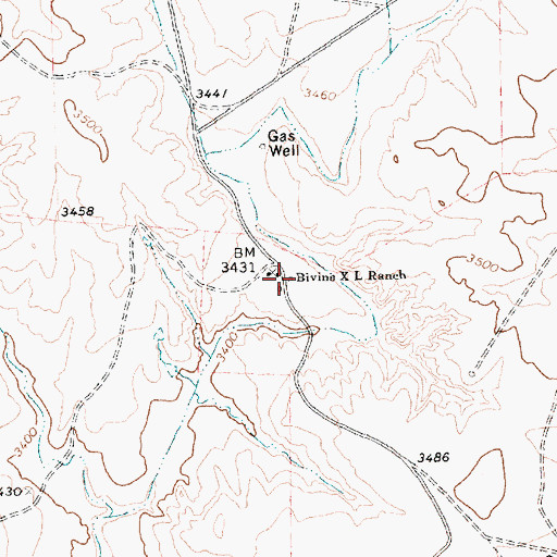 Topographic Map of Bivins X L Ranch, TX