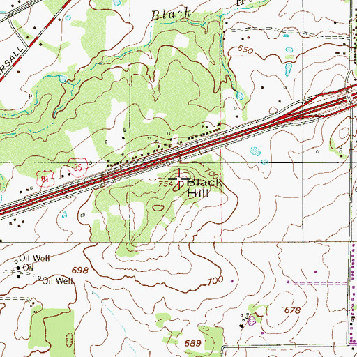 Topographic Map of Black Hill, TX