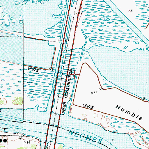 Topographic Map of Bland Canal, TX
