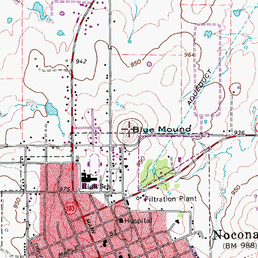 Topographic Map of Blue Mound, TX