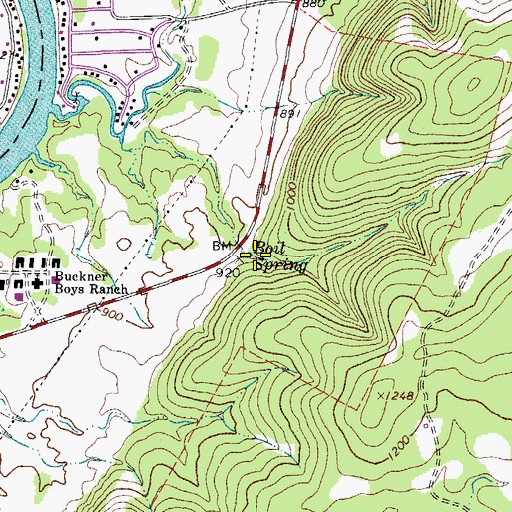 Topographic Map of Boil Spring, TX