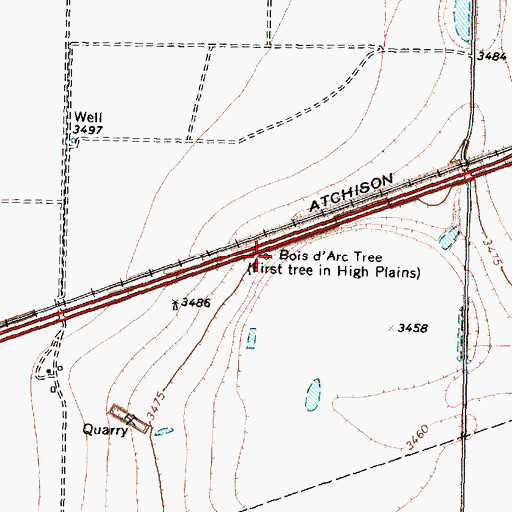 Topographic Map of Bois D'Arc Tree, TX
