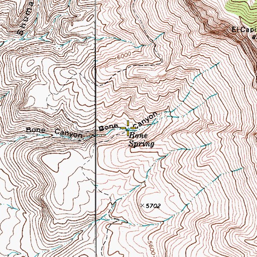 Topographic Map of Bone Spring, TX