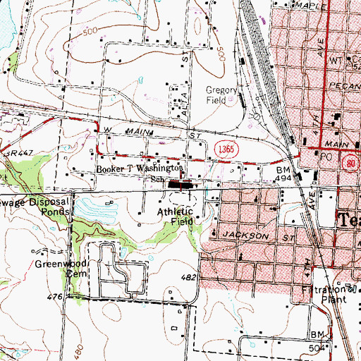 Topographic Map of Booker T Washington School, TX