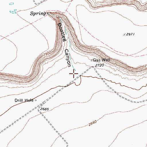 Topographic Map of Bootleg Canyon, TX