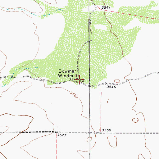 Topographic Map of Bowman Windmill, TX