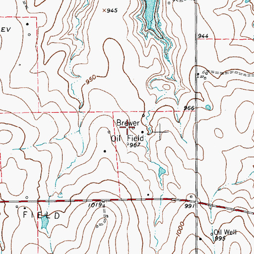 Topographic Map of Brewer Oil Field, TX