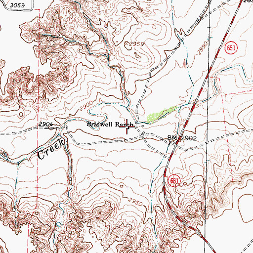 Topographic Map of Bridwell Ranch, TX