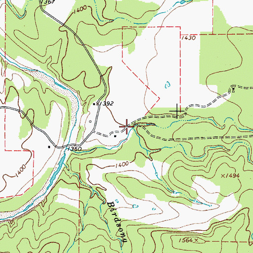 Topographic Map of Brockman Creek, TX