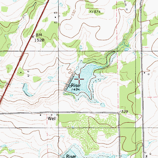 Topographic Map of Brown Mullin Watershed Reservoir Number Six, TX