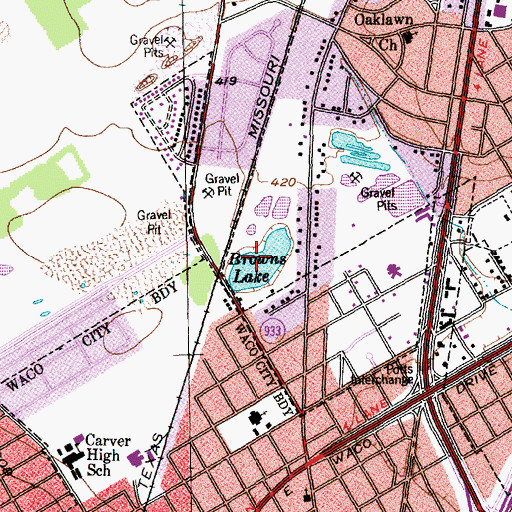 Topographic Map of Browns Lake, TX