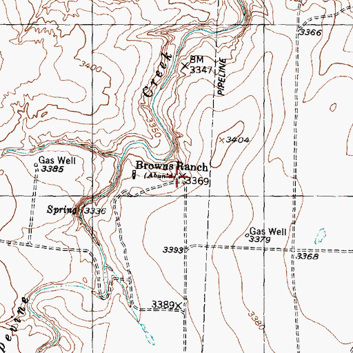 Topographic Map of Browns Ranch, TX