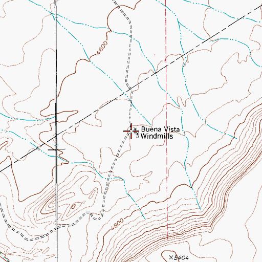 Topographic Map of Buena Vista Windmills, TX