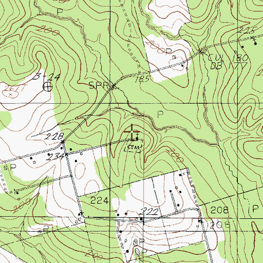 Topographic Map of Bulah Springs Church, TX