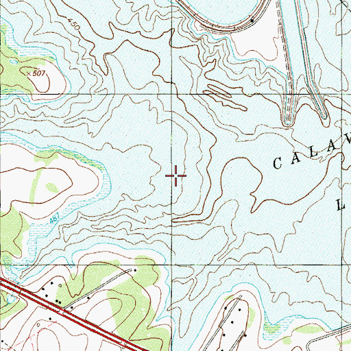 Topographic Map of Calaveras Lake, TX