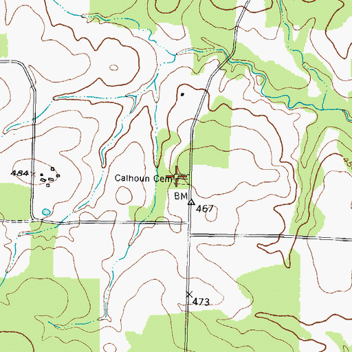 Topographic Map of Calhoun Cemetery, TX