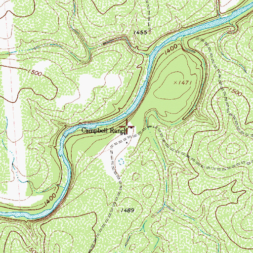 Topographic Map of Campbell Ranch, TX