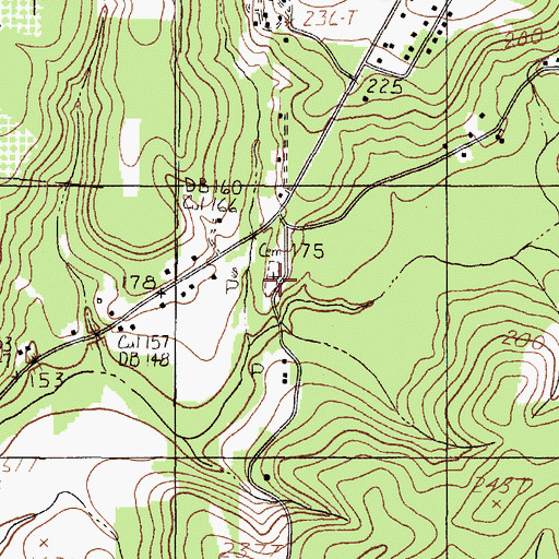 Topographic Map of Campground Cemetery, TX