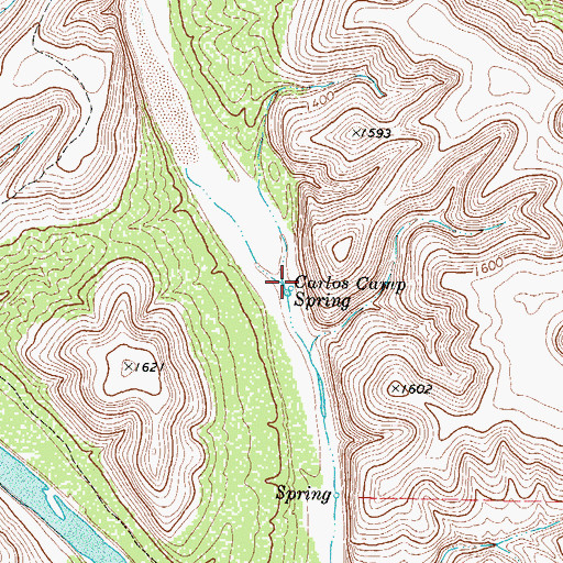 Topographic Map of Carlos Camp Spring, TX