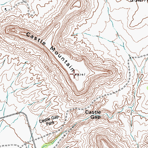Topographic Map of Castle Mountain, TX