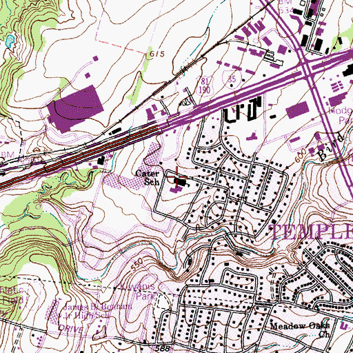 Topographic Map of Cater School, TX