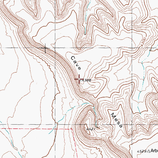 Topographic Map of Cave Mesa, TX