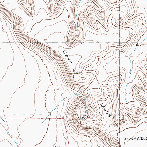 Topographic Map of Cave Mesa, TX