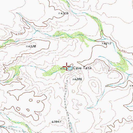 Topographic Map of Cave Tank, TX