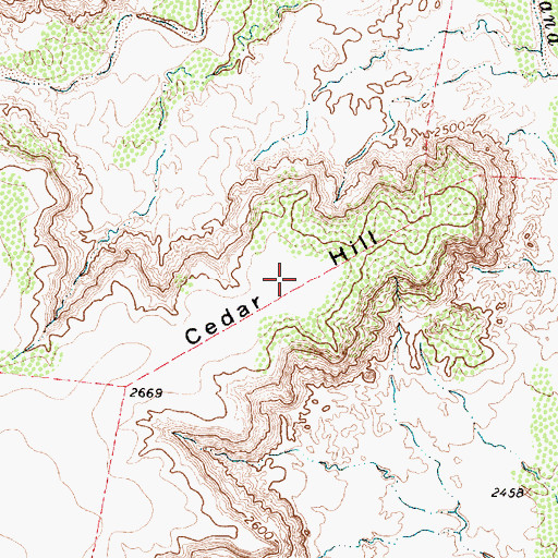 Topographic Map of Cedar Hill, TX