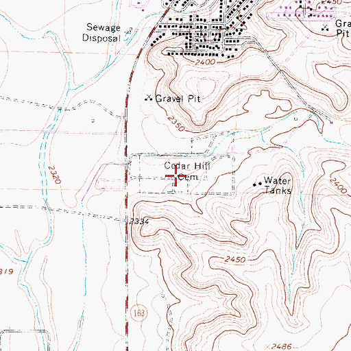 Topographic Map of Cedar Hill Cemetery, TX
