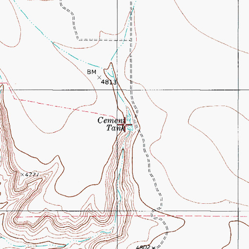 Topographic Map of Cement Tank, TX