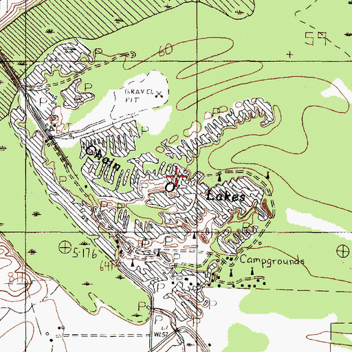 Topographic Map of Chain O'Lakes, TX