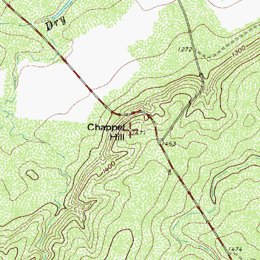 Topographic Map of Chapel Hill, TX