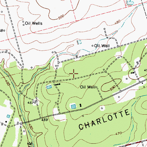 Topographic Map of Charlotte Oil Field, TX