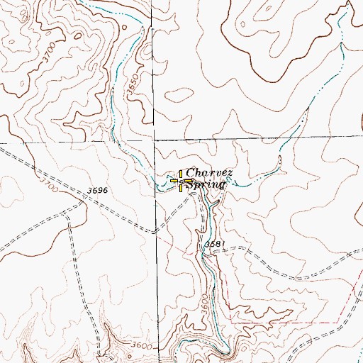Topographic Map of Charvez Spring, TX
